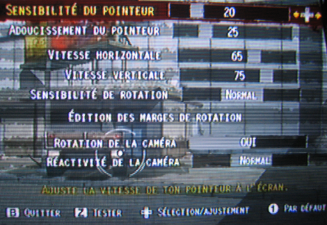 Red Steel 2 - Paramètres de sensibilité